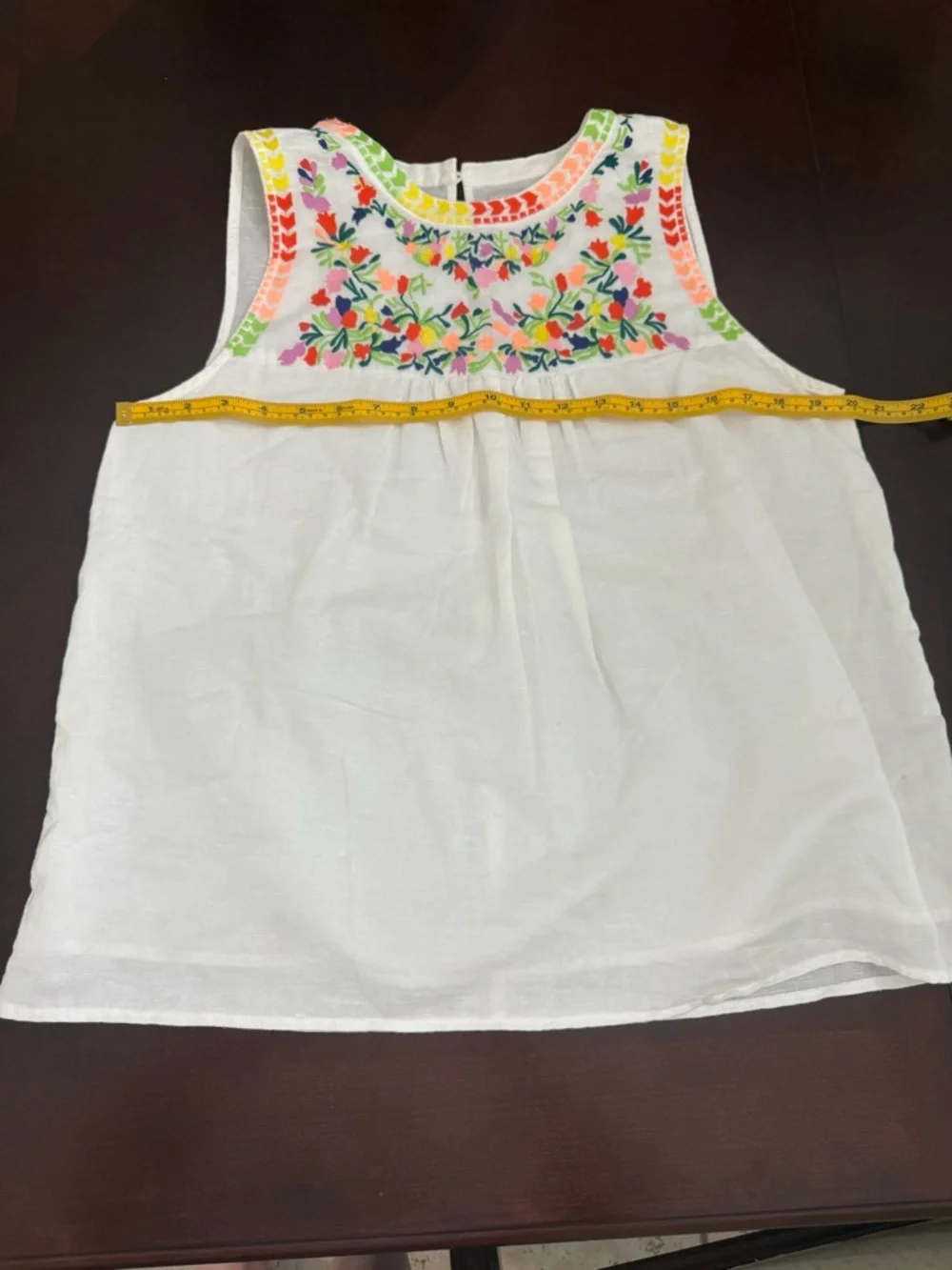 J.Crew Floral Embroidered Sleeveless Linen Cotton‎ Top White Boho Summer Size 10